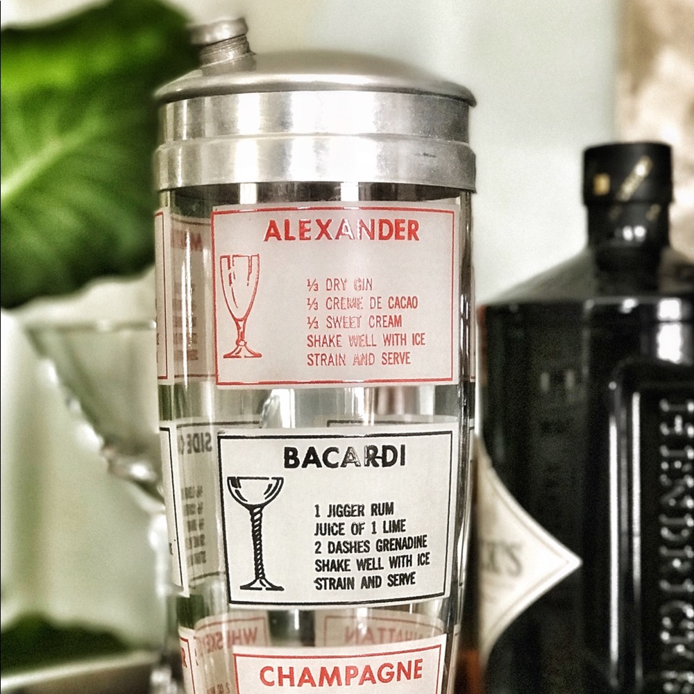 Vintage Mid-Century Modern Cocktail Recipe Shaker